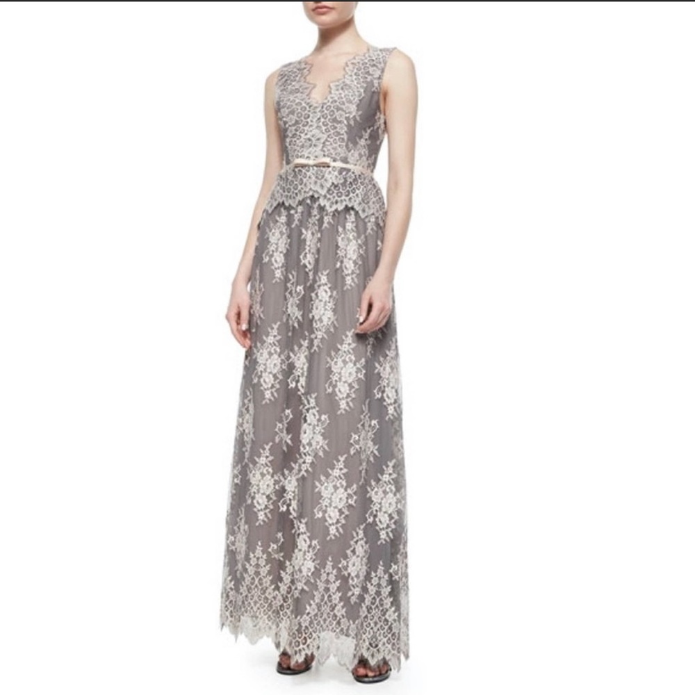 ERIN by Erin Fetherston Lace Full Length Gown Dress Potpourri Grey Pink Blush